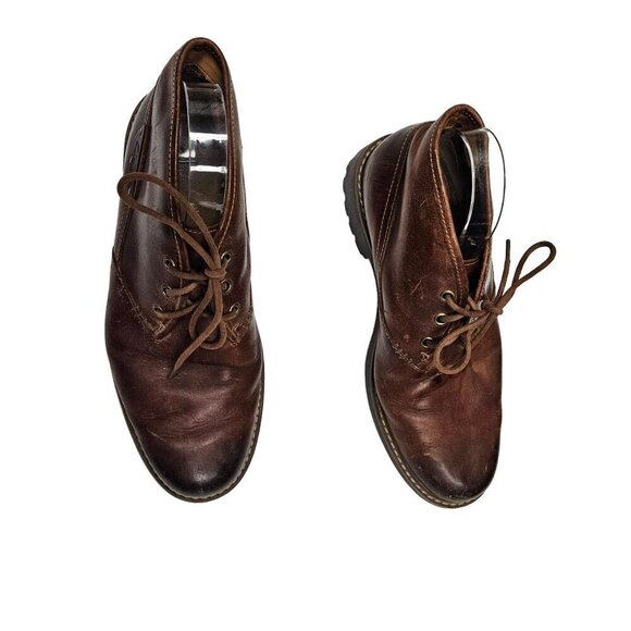 Clarks Mens Brown Leather Lace-Up Chukka Boots Size 9 M - Picture 2 of 13